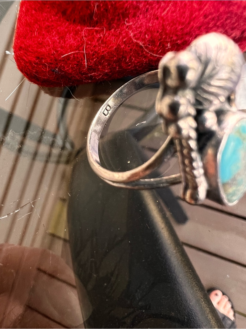 Navajo sterling silver ring with turquoise - Picture 5 of 5